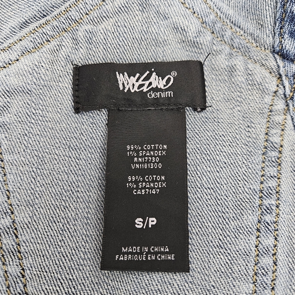 Mossimo Denim Shortalls Medium Wash Bib Overalls Coveralls Raw Hem Shorts Small - Picture 5 of 6